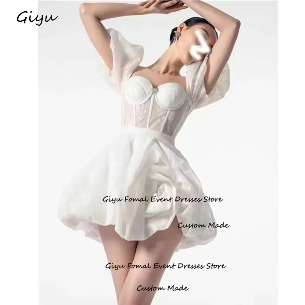 Giyu Modern Style Lace Followers Mini Wedding Dress 2024 Sweetheart Collar Short-length Above The Knee Birthday Party Dress