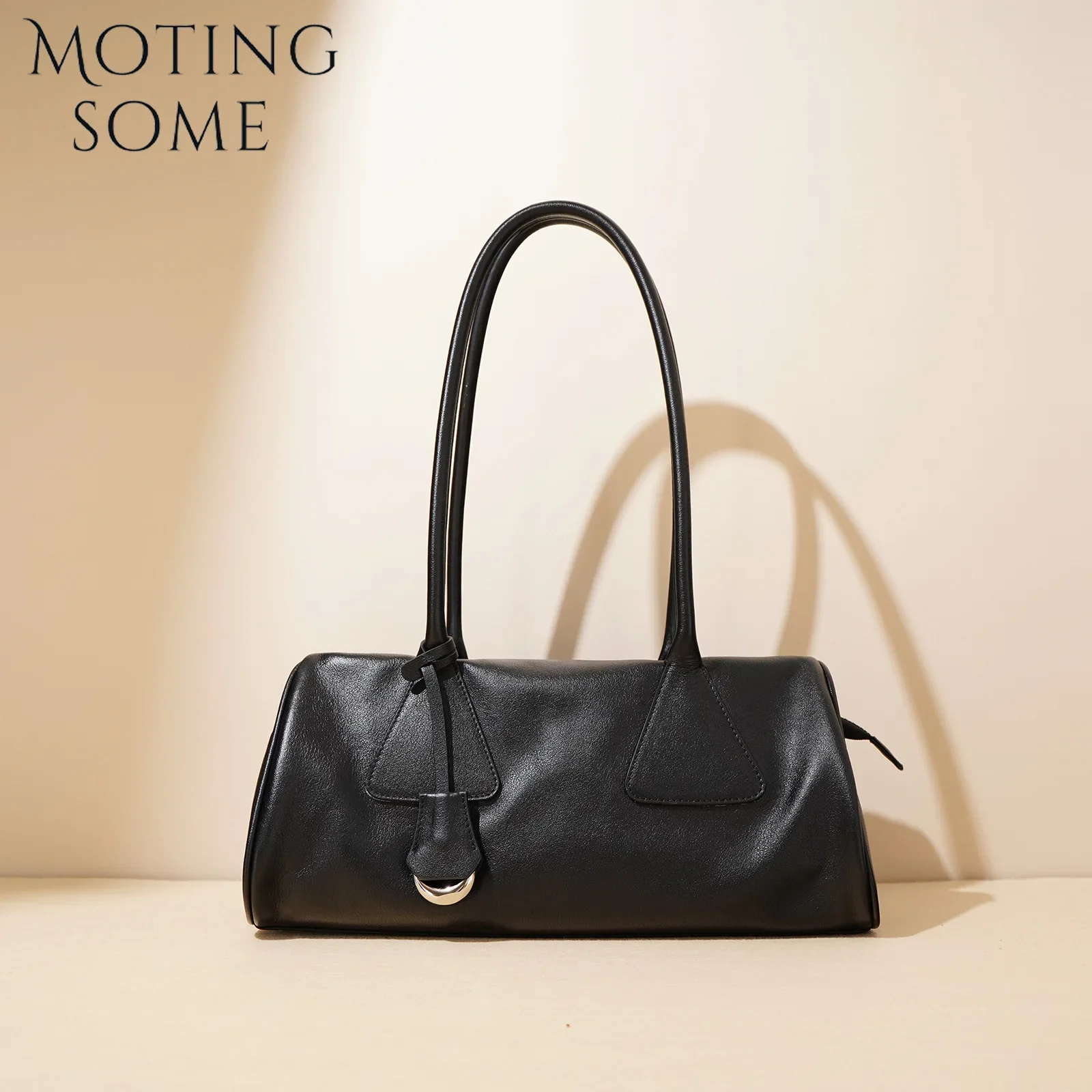 

Motingsome shoulder underarm retro women luxury designer tote genuine leather bag messenger fashion lady satchel bowling bag