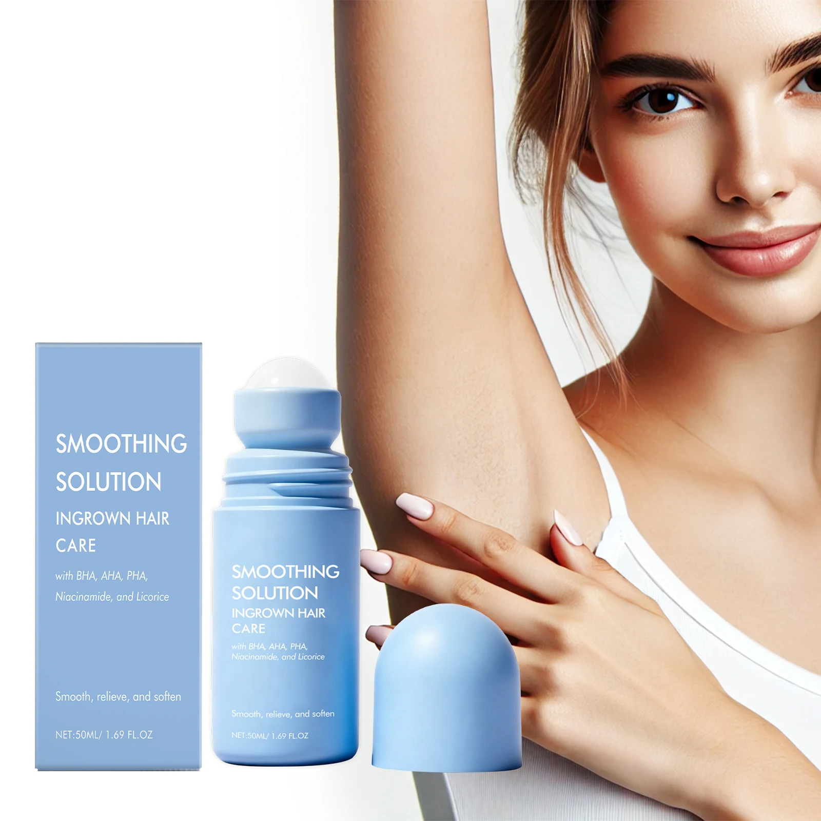 After Hair Remova Roll-On Solution With BHA AHA PHA Licorice Soothe Soften Smooth Skin Post Hair Removal Body Skin Treatment