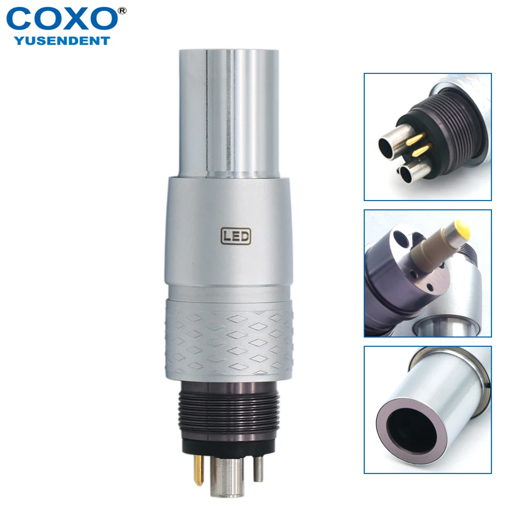 COXO Dental Quick Coupler LED Fiber Optic Quick Coupling 6 Holes For NSK Dental Turbine High Speed Handpiece CX229-GN