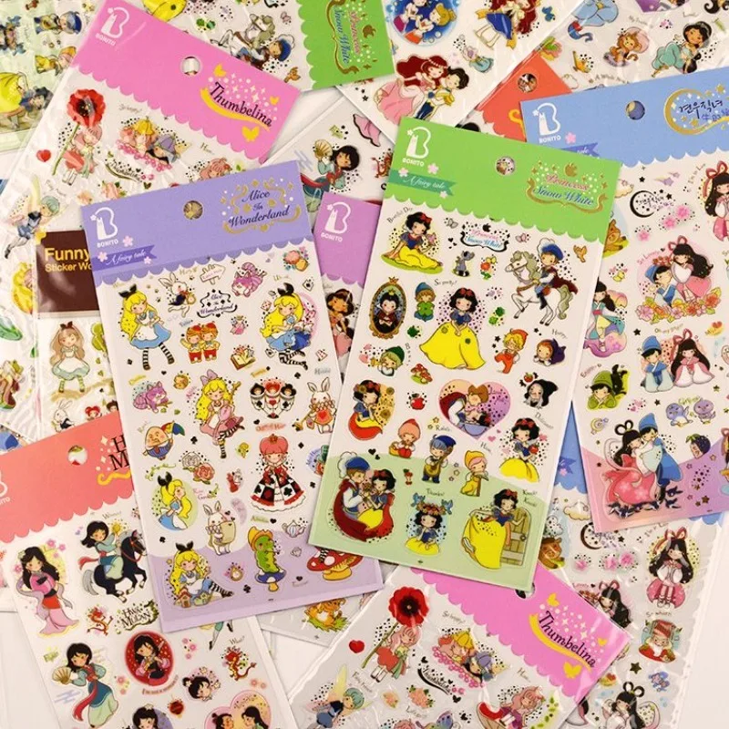 Disney Cartoon Animation Snow White Ariel Belle Princess Fairy Tale Notebook Phone Case Water Cup Guitar Luggage Stickers