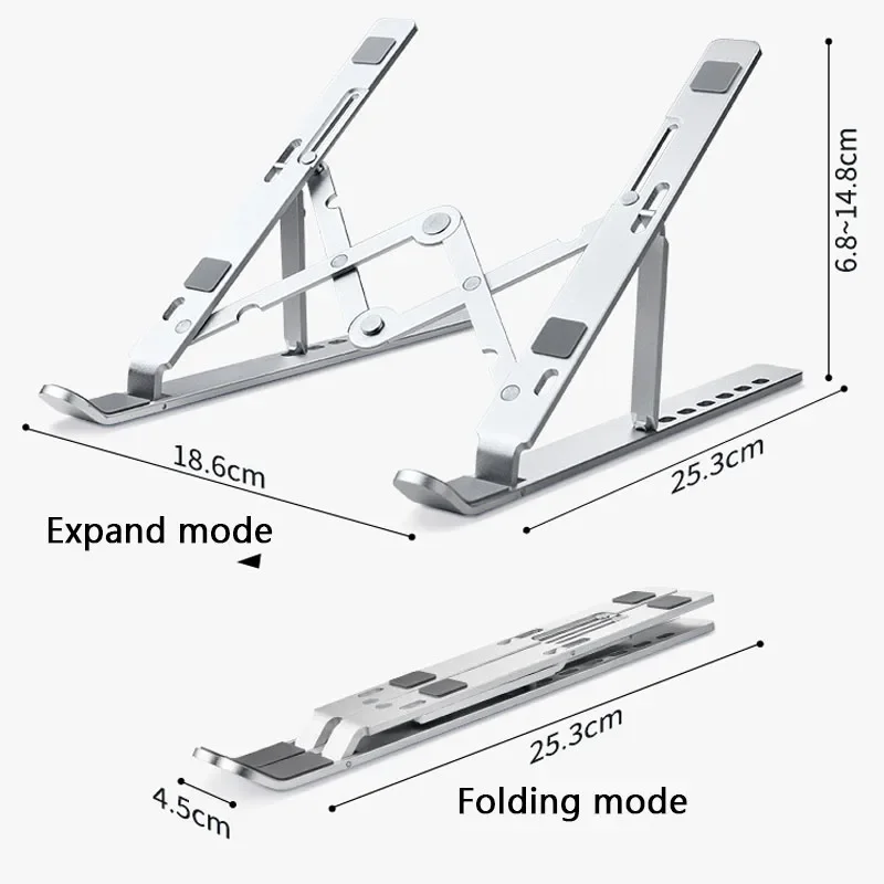 Foldable Laptop Stand for MacBook Pro Notebook, Aluminum Alloy, Tablet Holder, Portable Desktop Bracket, PC Holder