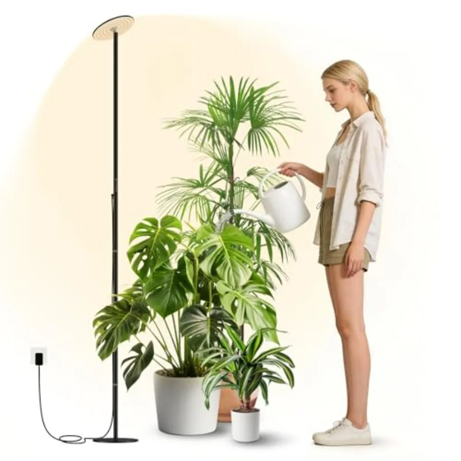 

Светодиодный фитосветильник полного спектра 60 Вт для комнатных растений, напольный, регулируемый по высоте (85 см), с 10 уровнями цветовой температуры и регулировкой яркости