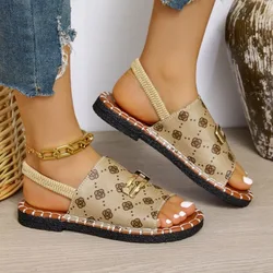 Women Casual Beach Holiday Luxury Sandals 2024 Summer New Fashion Outdoor Flat Sandals Open Toe Sandals Women Shoes for Women