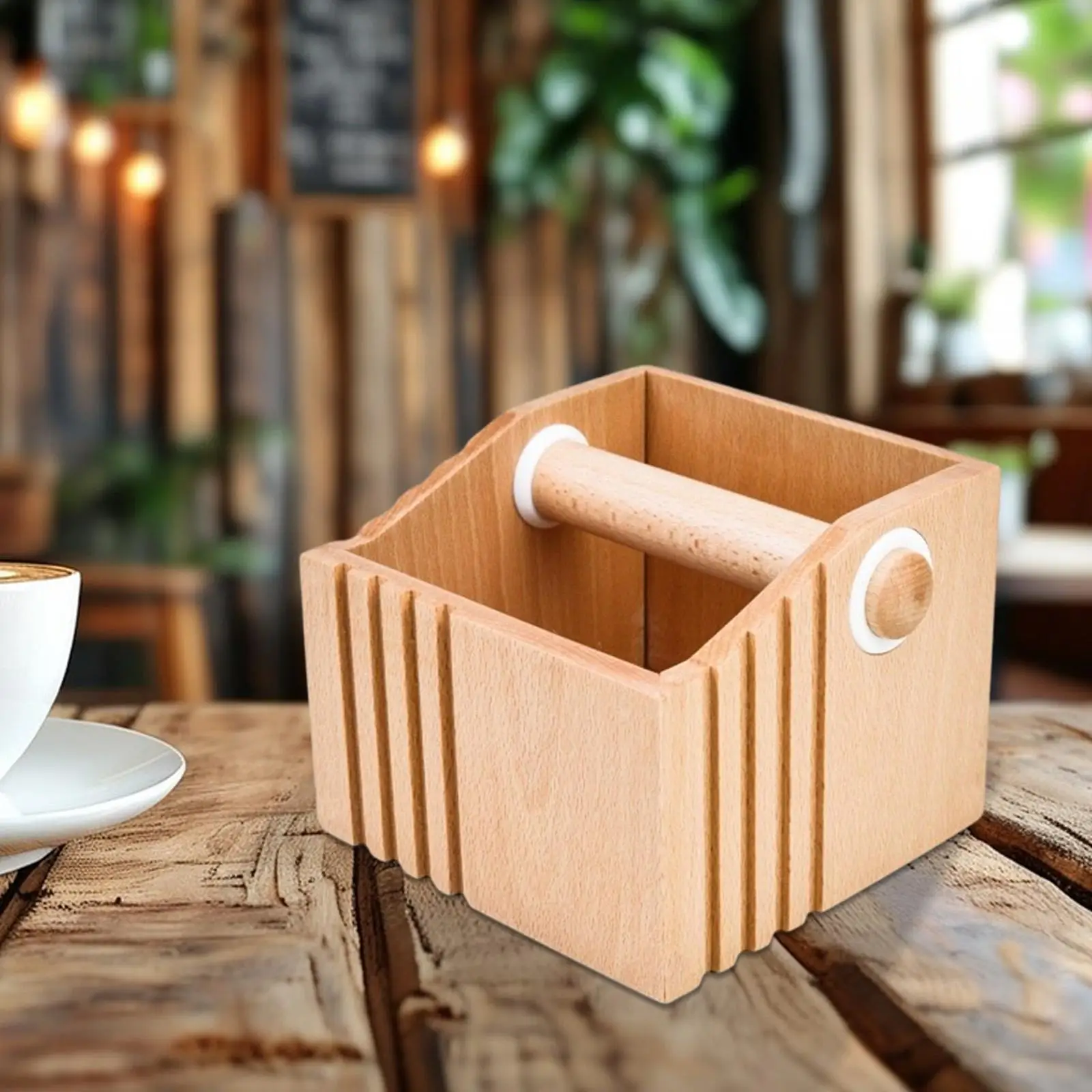 Wood Coffee Knock Box Coffee Utensil Nonslip Base Wood Coffee Ground Knock Container for Cafe Bar Restaurant Kitchen Hotel