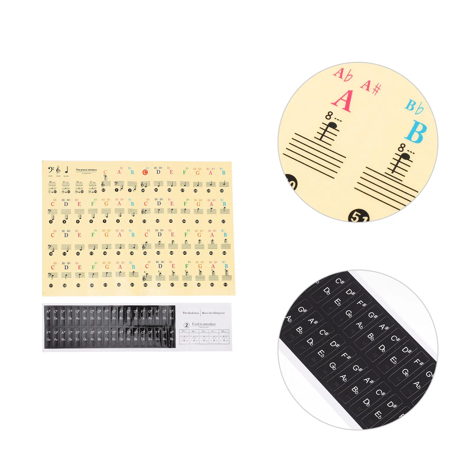 

1 Bag Of Keyboard Stickers For Beginners Clear Staff Notation Durable Music Learning Tool Decals Stickers For