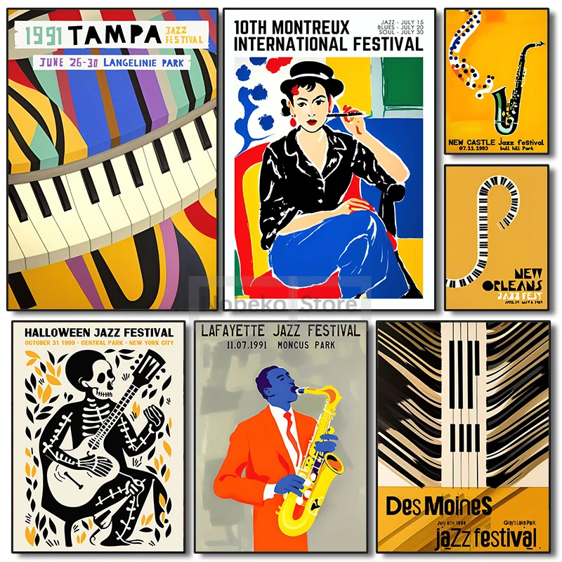 Jazz Festival Baton Rouge Congo Square Halloween Lafayette Poster and Prints Canvas Painting Wall Art Pictures Home Room Decor