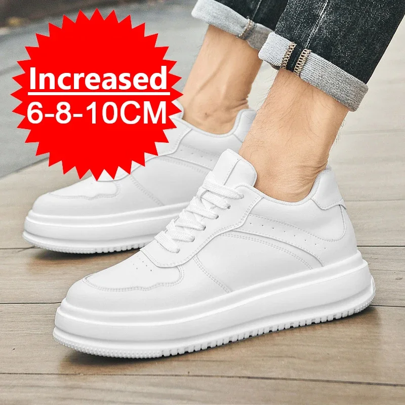 

Trendy Men Invisible Inner Height Increased 10CM Shoes Outdoor Casual Shoes Men Lace-up Sneakers Breathable Leather Sport Shoes