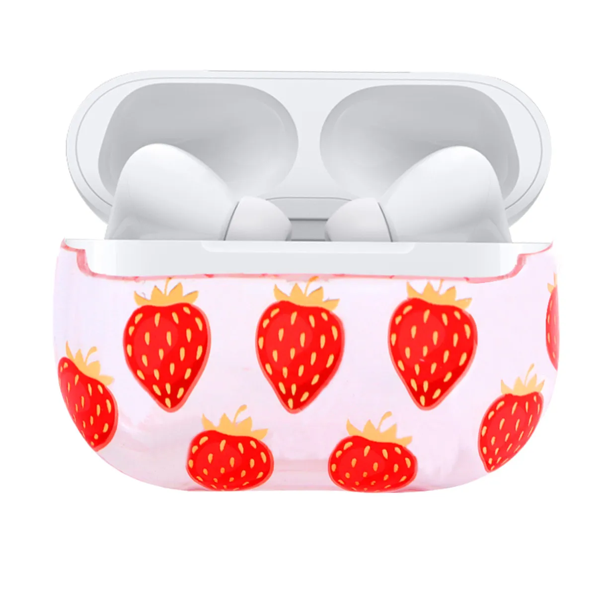 

Защитный чехол с клубничным принтом, 1 шт., совместимый с AirPods Pro, прозрачный, ударопрочный, устойчивый к падениям, полная защита