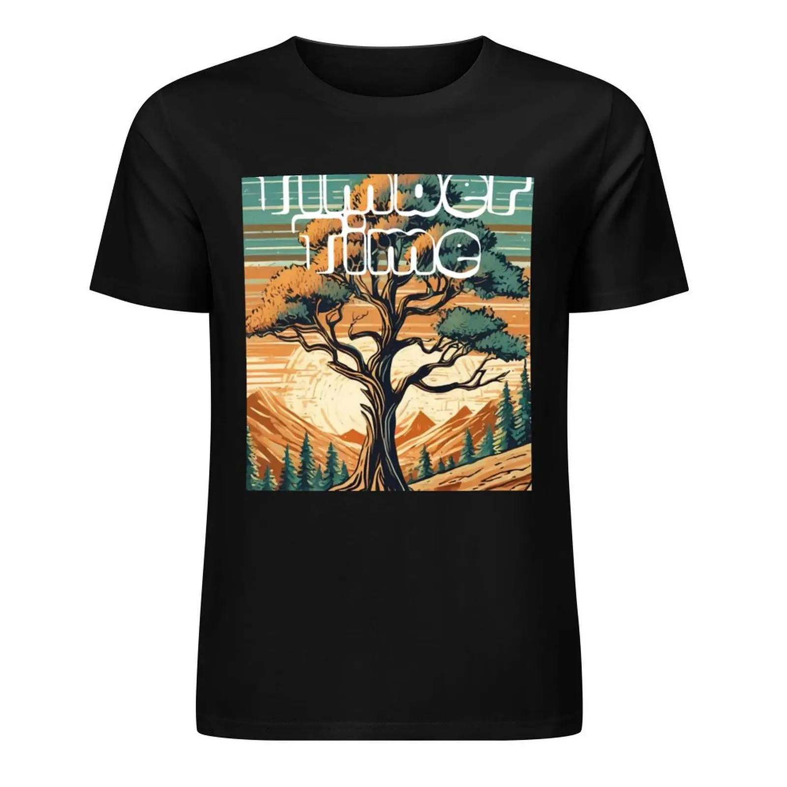 Vintage Timber Time - Retro Tree Design T-Shirt shirts graphic aesthetic clothes shirts graphic tee men clothings