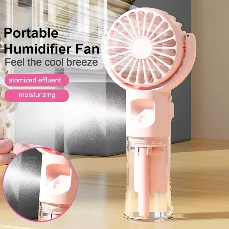 NewPortable Humidifier Fan Mini Water Mist Fan USB Rechargeable Mini Portable Handheld Fan with Humidifier Small Pocket Hand Fan