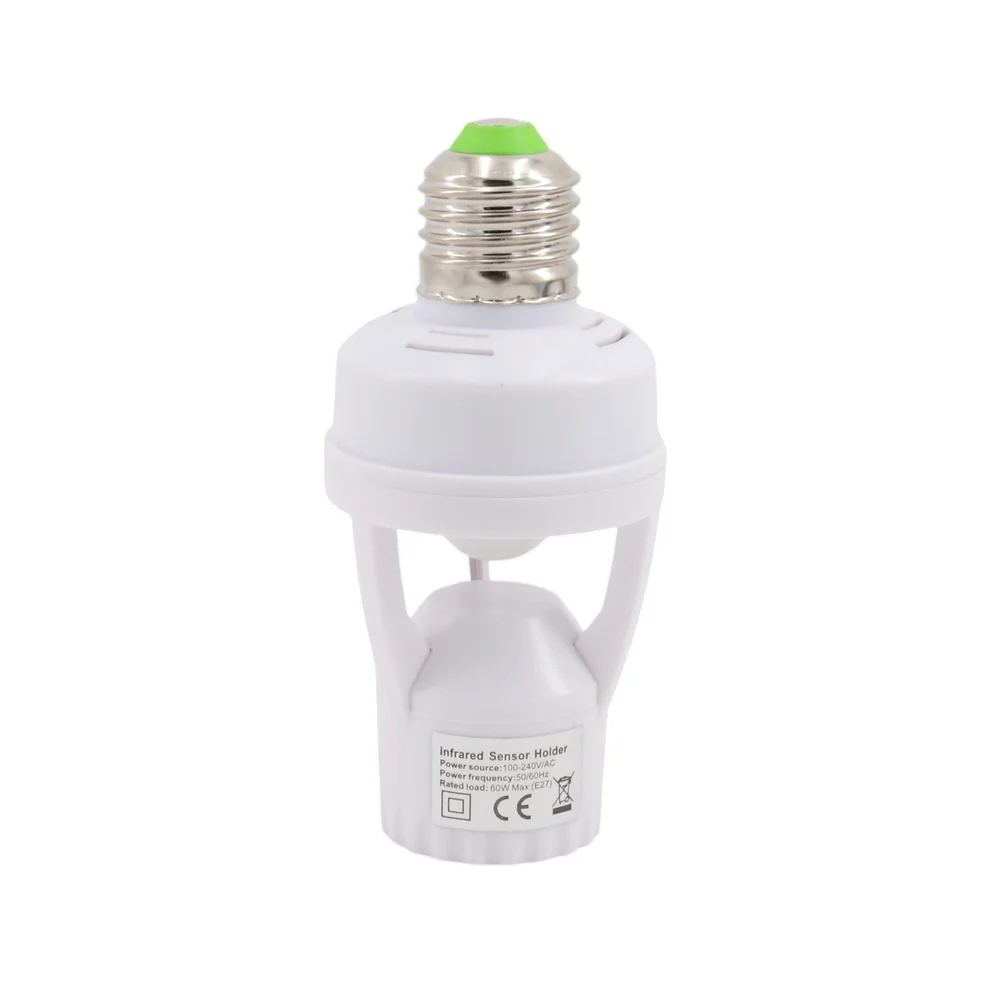 AC 100-240V Smart Infrared Sensor Lamp Holder E27 PIR Motion Sensor Light Socket LED Bulb Base