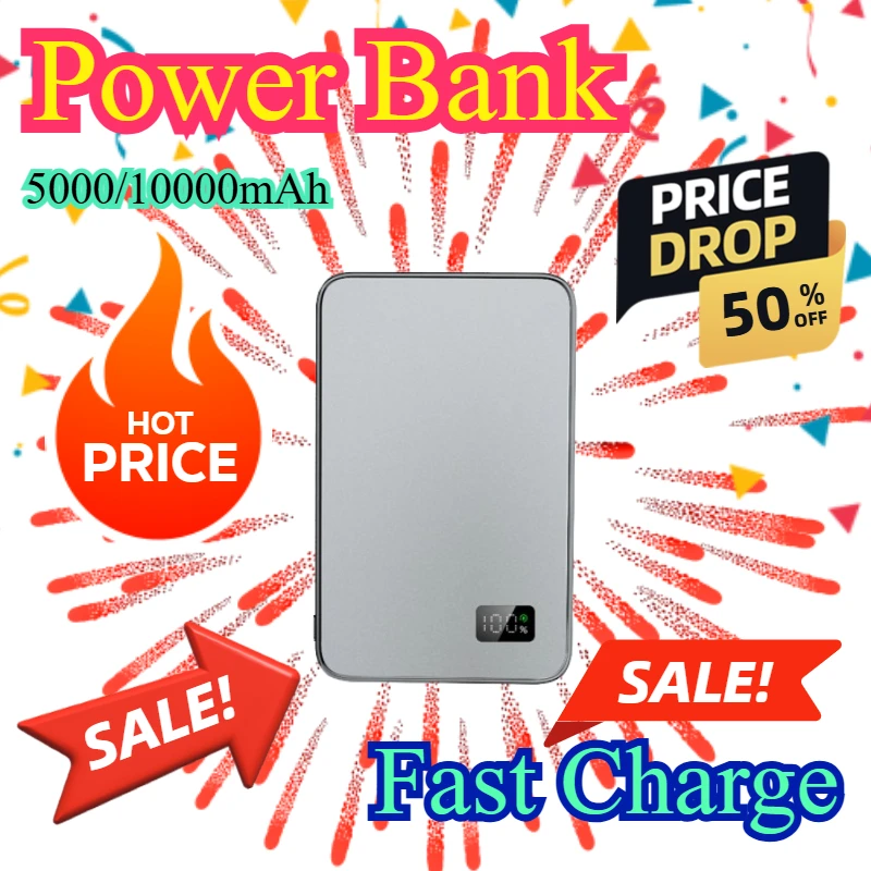 

For IPhone 15 14 13 12 Backup Battery for Magsafe New Ultra Thin Alloy Powerbank Magnetic Power Bank Wireless Fast Charger