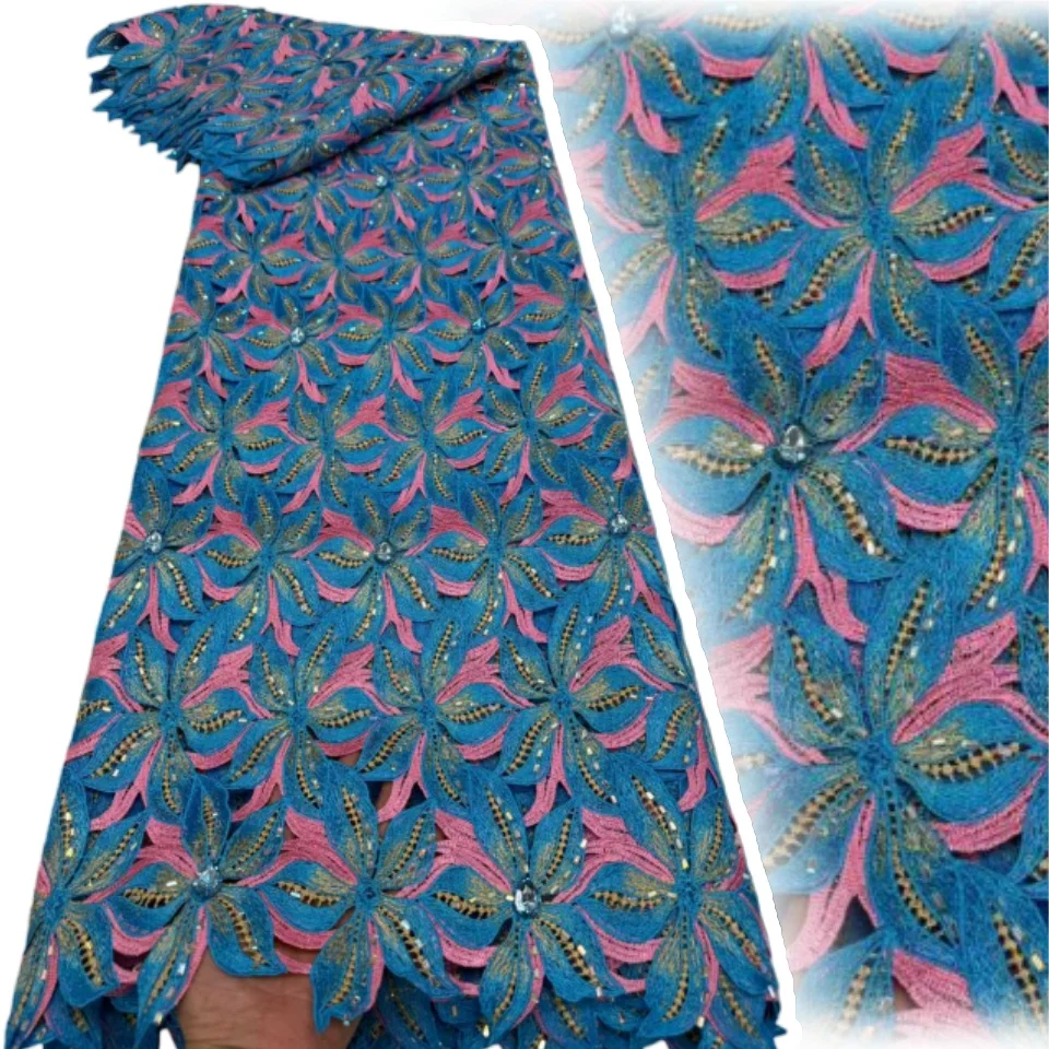 

2026 Nigerian Orange ace Fabric Heavy Hand Beaded Luxury French Embroidery Beads for Wedding Latest Style Material 5 Yards 2144