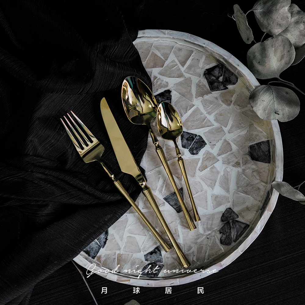 

Nordic Retro Simple Cutlery Set Gold 304 Thicken Stainless Steel Dinner Set Design Cubiertos Dorados Kitchen Accessories Ec50cj