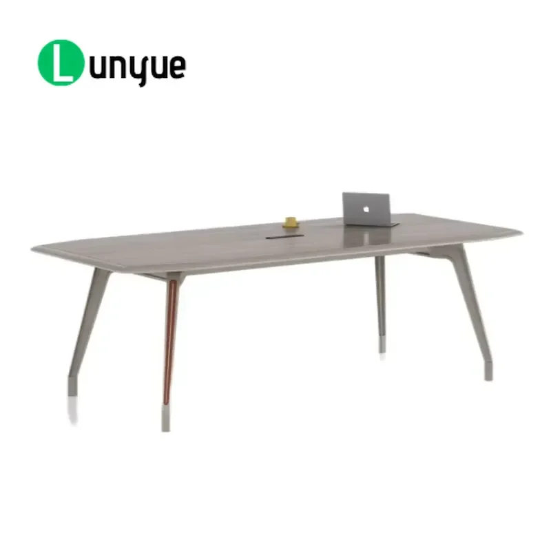 L Shaped Wooden Conference Table 8 Seat Office Meeting Desk Large Capacity Business Furniture for Modern Boardroom