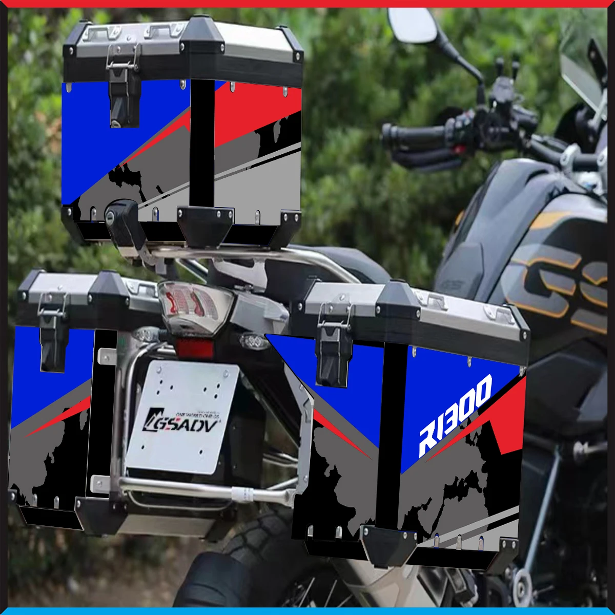 

Для BMW кофров 40 GS R1300GS R1300 GS R 1300 GS тройной черный приключенческий 2023-2024 мотоциклетная алюминиевая наклейка на коробку