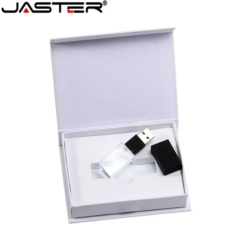 JASTER New Crystal Rose Gold Silver Black Gold 2.0 USB Flash Drive with Gift Box 4GB 8GB 16GB 32GB 64GB   Free Custom LOGO