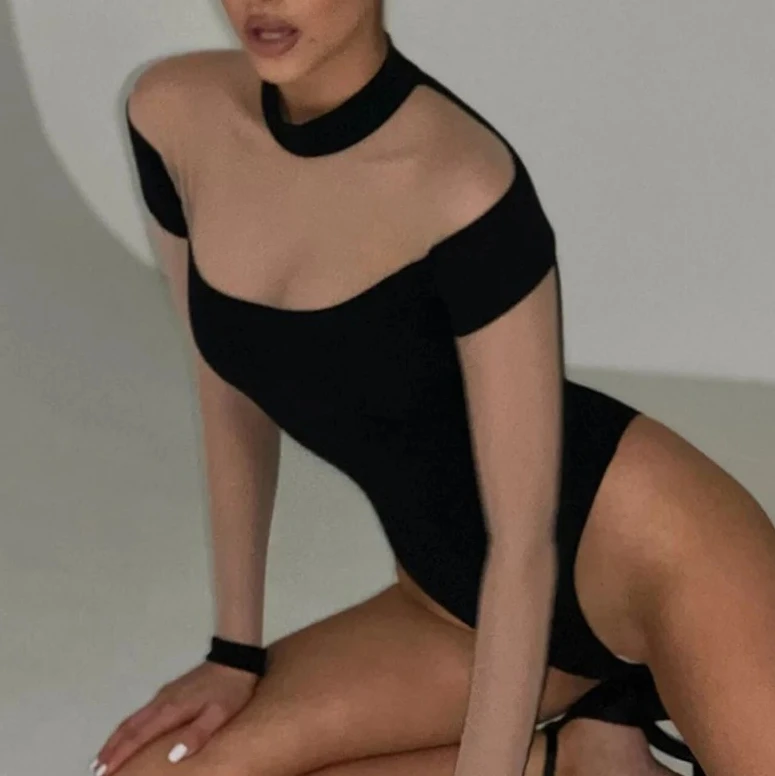 

Новый шикарный винтажный уличный комбинезон в стиле пикантной девушки, сексуальные сетчатые прозрачные комбинезоны для женщин, узкий комбинезон с высоким воротником и длинными рукавами