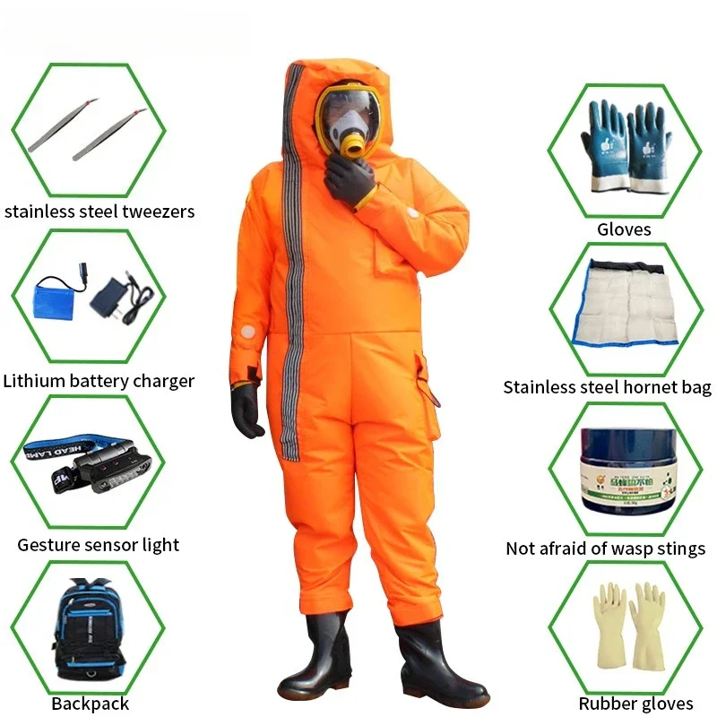 Hornet clothing, new portable, fully enclosed heat dissipation onesie, anti-sting and breathable full set of protective clothing