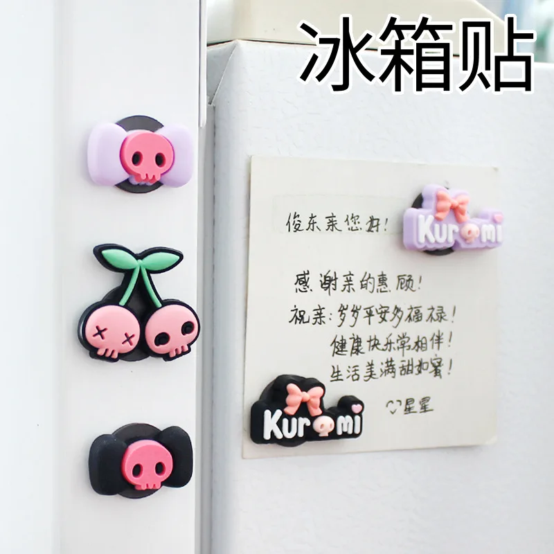 Cute Cartoon Kuromi Silicone Fridge Magnet Home Decore Mini Refrigerator Home Decoration Sticker Magnets For Fridge Souvenir