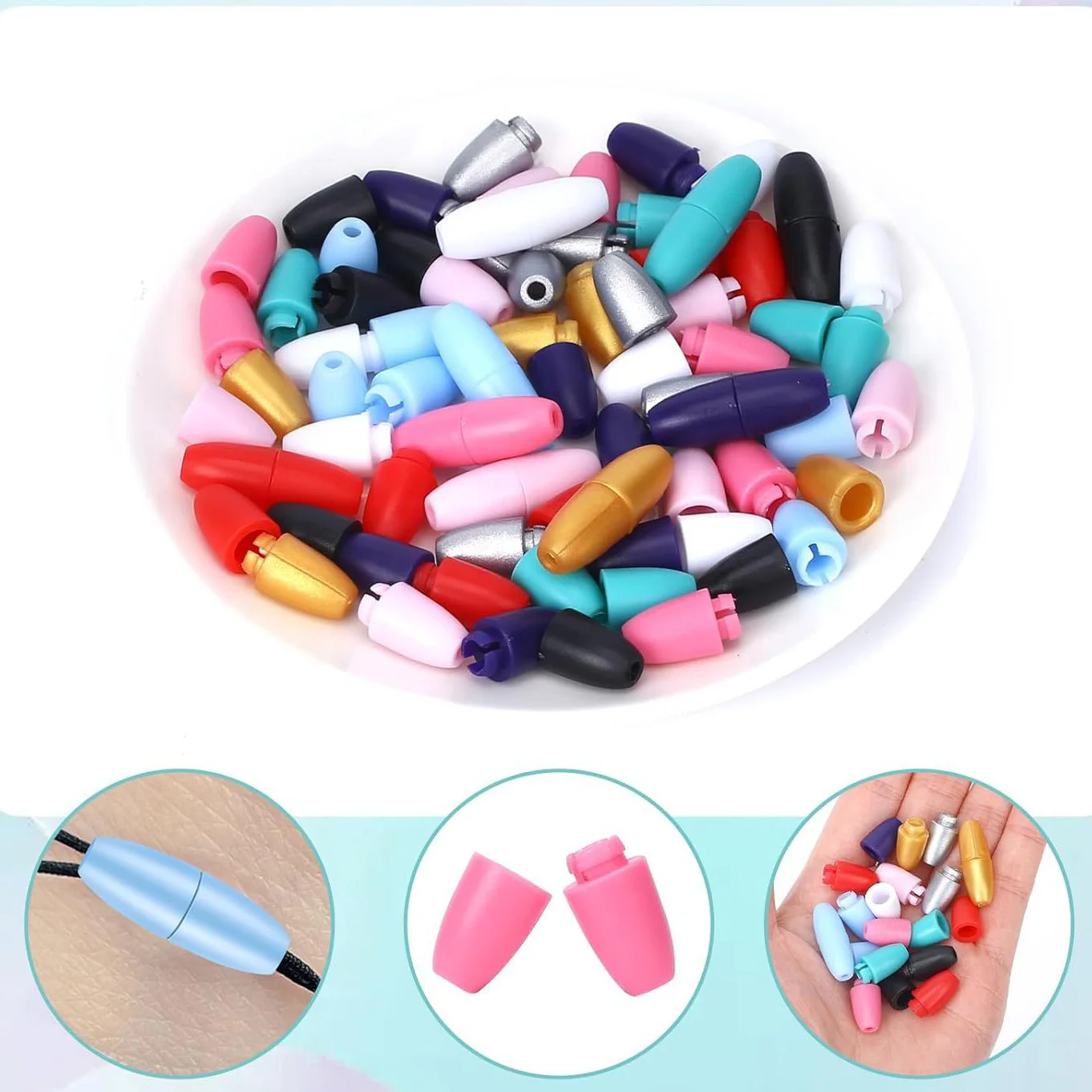 Sutoyuen 60pcs Safety Clasps Breakaway Plastic Clasp for Baby Chew Necklace Nylon Lanyard Bracelet Connectors DIY Jewelry Making view 2