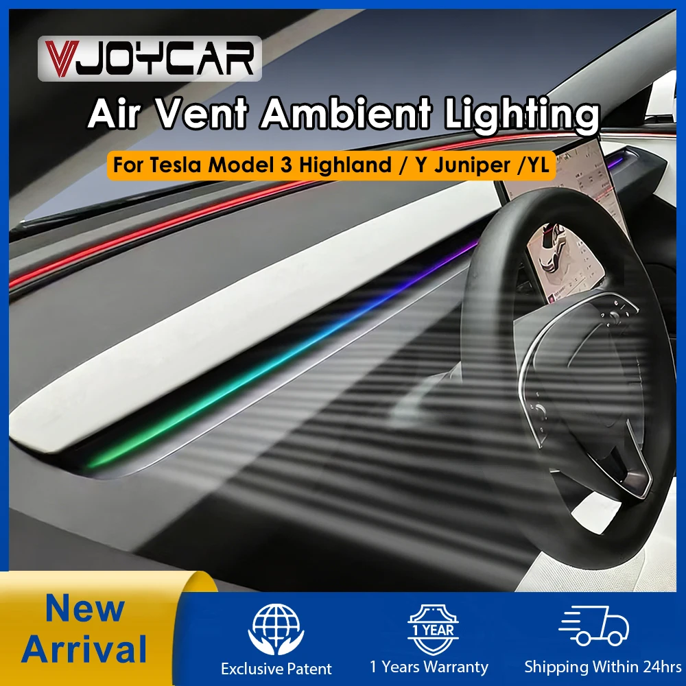 Vjoycar Dynamic Air-Vent LED Ambient Lamp for Tesla Model 3 Highland New Y Juniper Model YL Musical Rhythm Atmosphere Lighting