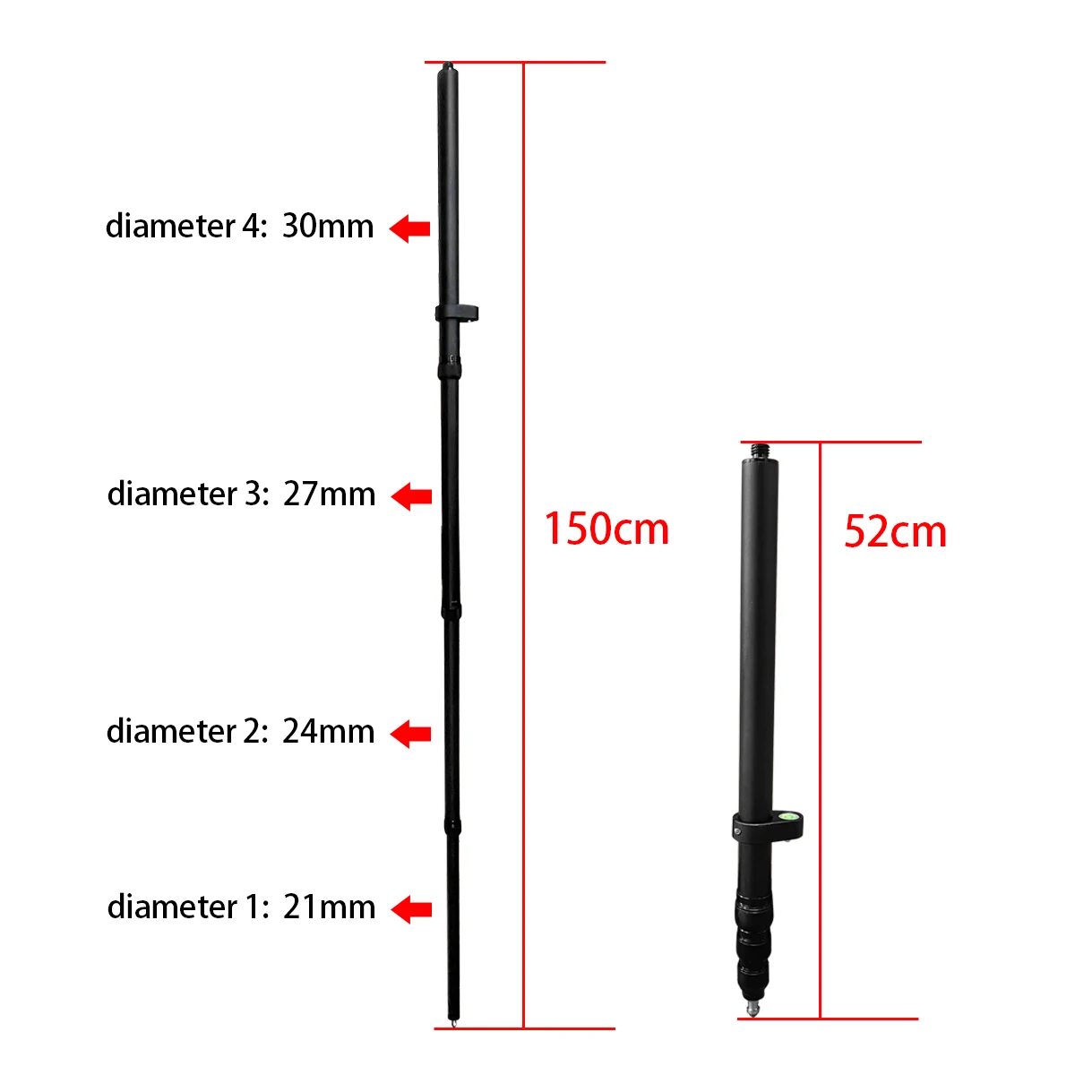 Telescopic Centering Pole Portable RTK GPS Surveying Rod Aluminum Alloy Light Weight For GPS Prism