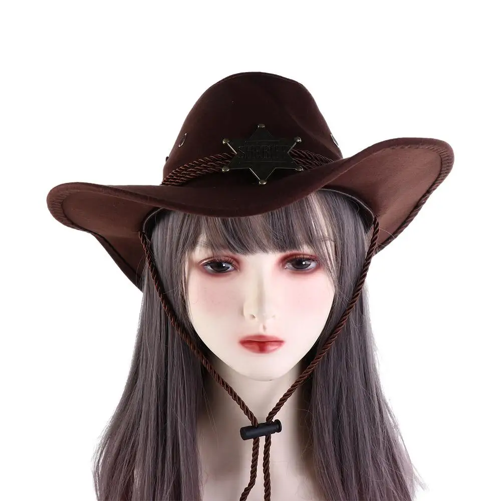 パンククライミングハットつば広メンズバケットハットサイクリングキャップウールサマーサンハットトラベル日焼け止めキャップウエスタンカウボーイハットスター