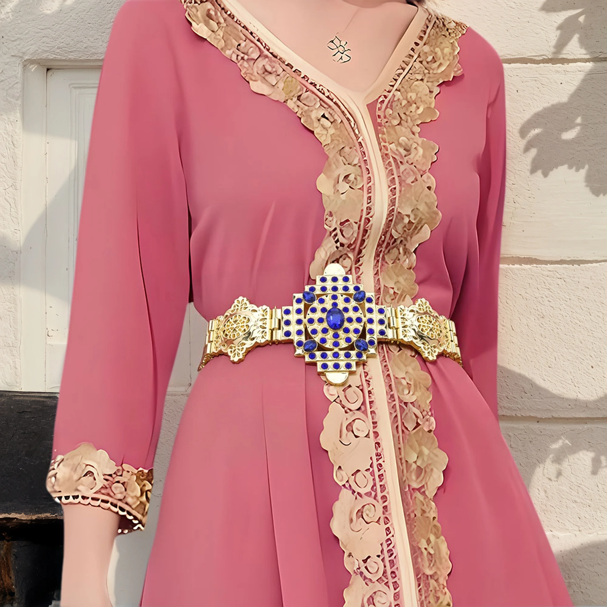 

Элегантный синий кристалл с кисточками для рук, веревка, поясная цепочка для женщин, марокканский кафтан, пояс, арабские свадебные традиционные украшения