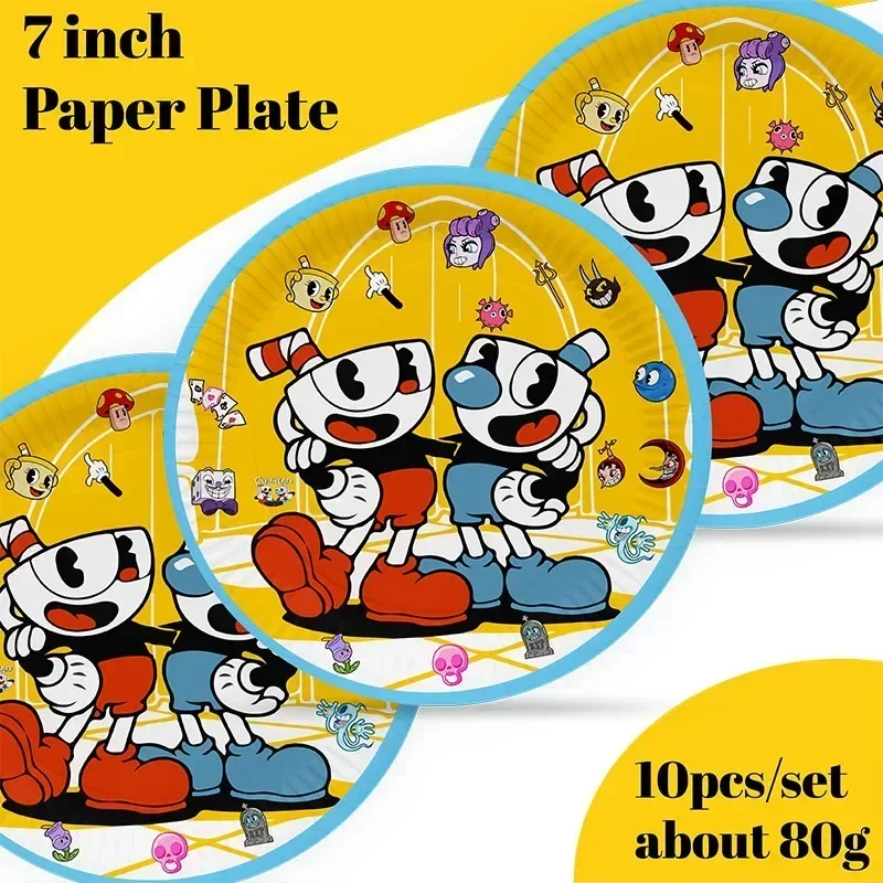 Disney Game Cuphead Birthday Decoration Angle Disposable Tableware Cup Plate Tablecloth Baby Shower Kids GirlsBoy Party Supplies