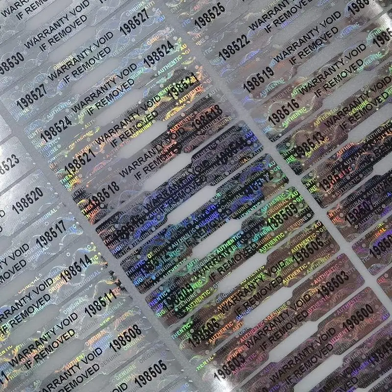 Bone-Shaped Holographic Warranty Labels 30-300pcs - Tamper-Evident Security Seals with Serial Numbers