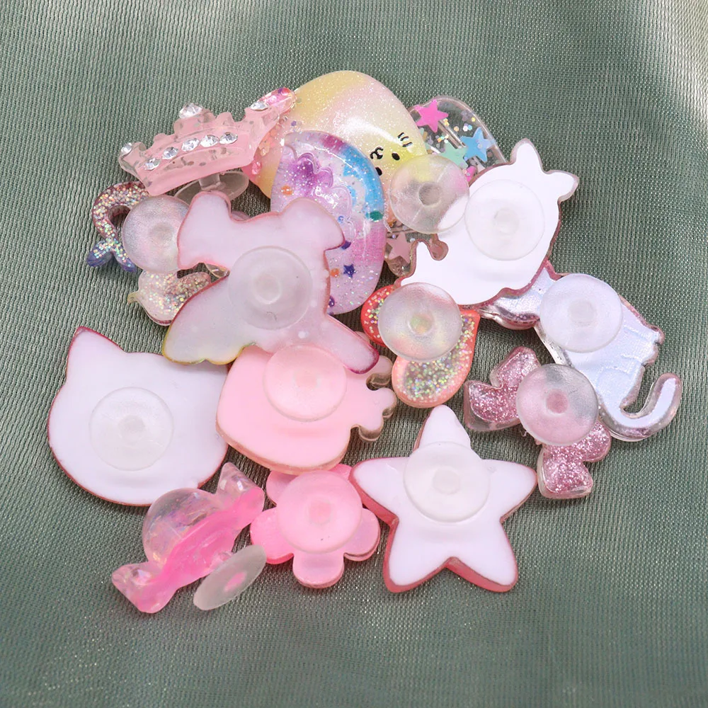 Hot Sale 1pcs Shoe Charms Pink Cat Swan Unicorn Dolphin Resin Cute Garden Shoes Buckle Decorations Fit Kids X-mas Gift