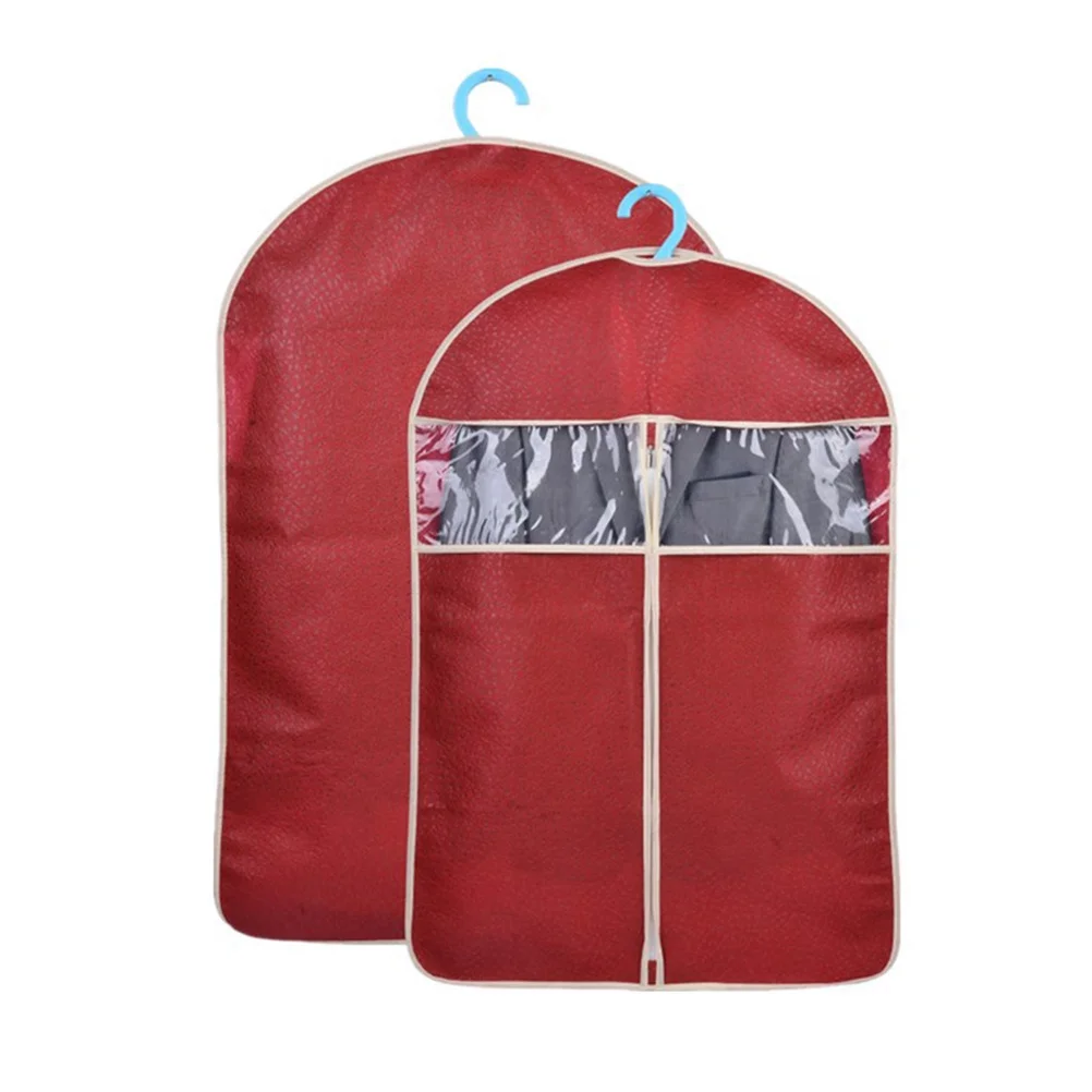 

Dust Cover For Clothes Suit Storage Bag Self-Correcting Zipper Water-Resistant Non-Woven Garment Organizer Transparent Window