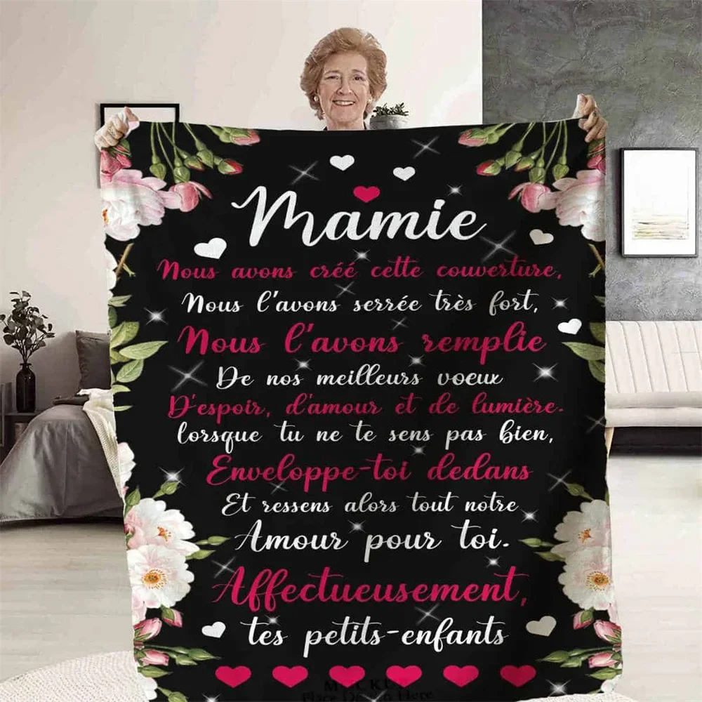 French Language To My Mom Blanket Soft Flannel Blanket Sofa Bed Cover Express Love Message Nap Blanket Christmas Gift