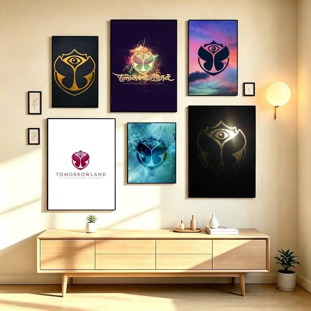 T-Tomorrowland Music Festival Poster Waterproof Wall Art Sticker For Bar Living Room Vintage Decor High Quality Print Gift