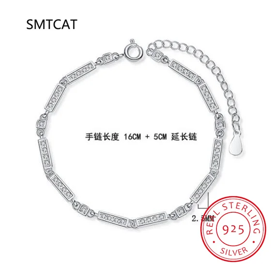 Luxury Real 925 Sterling Silver Fashion Simple Dazzling CZ Tennis Chain Bracelets For Women Wedding Fine S925 Jewelry DA1715