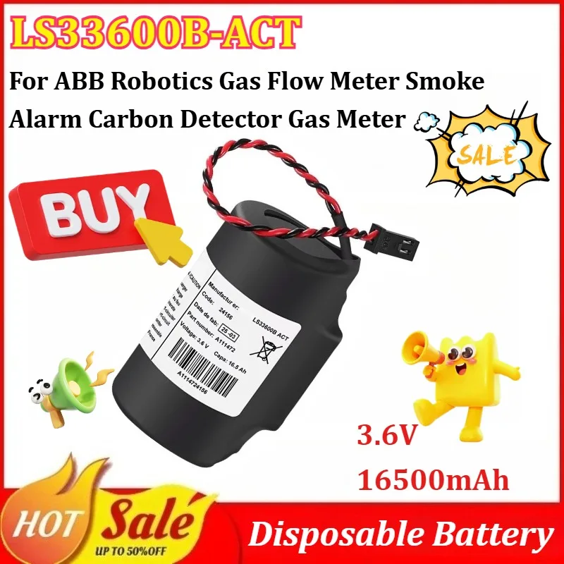 

LS33600B-ACT 3.6V 16500mAh Disposable Battery for ABB Robotics Gas Flow Meter Smoke Alarm Carbon Detector Gas Meter with Plug