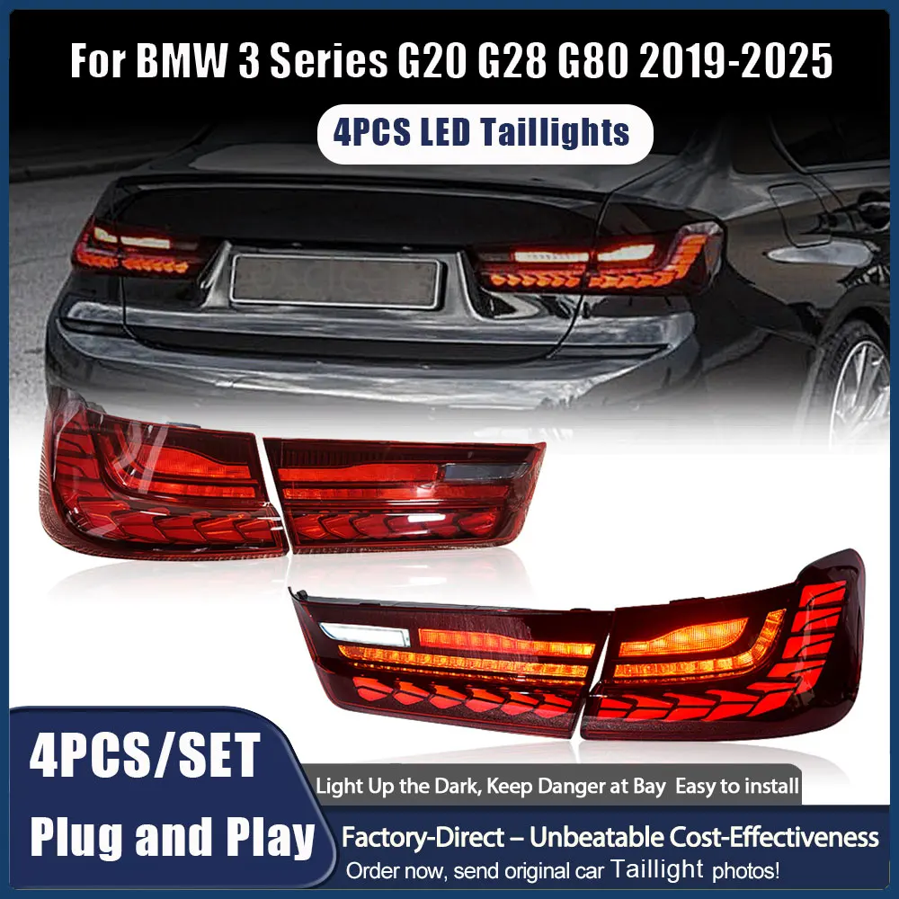 

Светодиодный задний фонарь в сборе для BMW 3 серии G20 G28 G80 330 340i 320i 325i 2019-2024, анимация запуска, последовательные указатели поворота