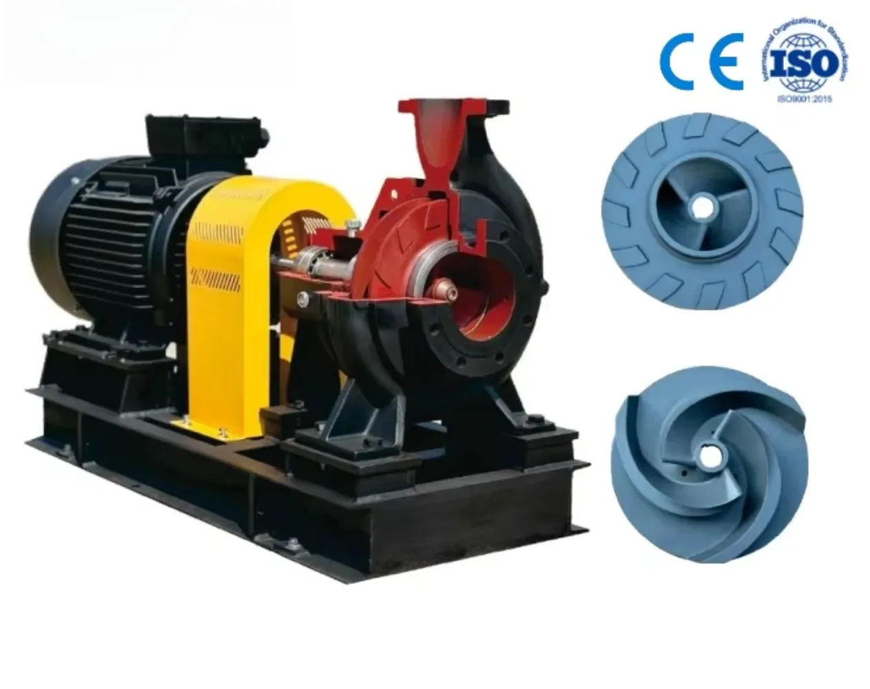 Max Solids 100mm High Flow Centrifugal Pump 1700m³/h Non-Clogging Process Pump with Open/Closed Impeller 3 Vanes Impeller
