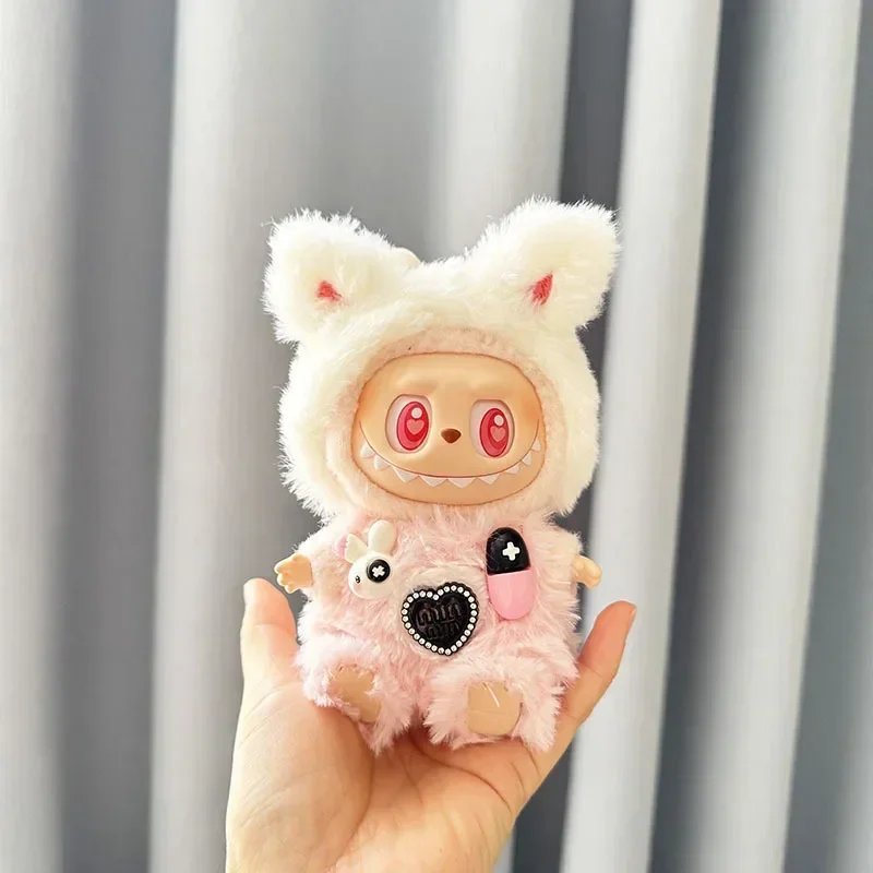 For 17cm Labubu Clothes Pendant Labubu Sitting Party Bear Label Scarf Hat Dolls Accessories Labubu Outfit For Korea Kpop Exo