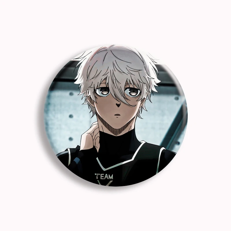 Pin de botón de bloqueo azul de Anime, insignia de broche de Nagi Seishiro, personaje de dibujos animados, accesorios de Cosplay, decoración para fanáticos, colecciona amigos, regalo de 58mm