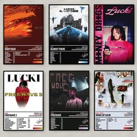 Modern Hot Americanrapper Lucki Poster Print Music Album Cover Canvas Painting Wall Art for Bar Living Room Home Decoration