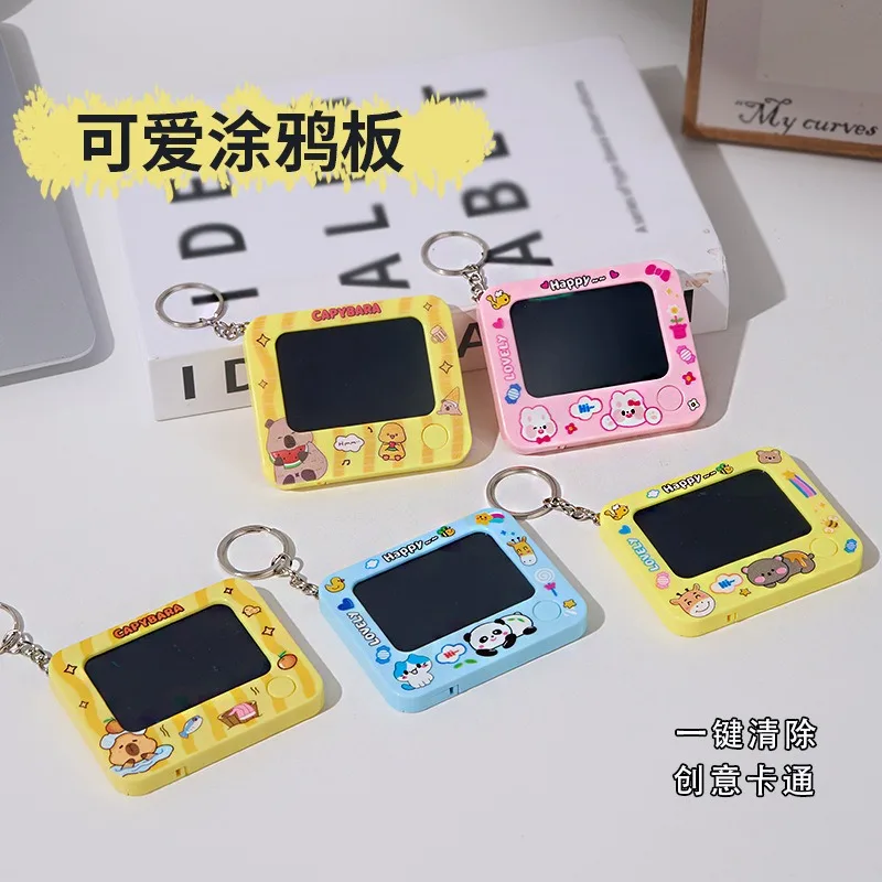 1Pcs Mini Graffiti Board Toys with Keychain, Reusable One-click Clearing DIY Painting Keyring Student Bag Pendant Kids Toys