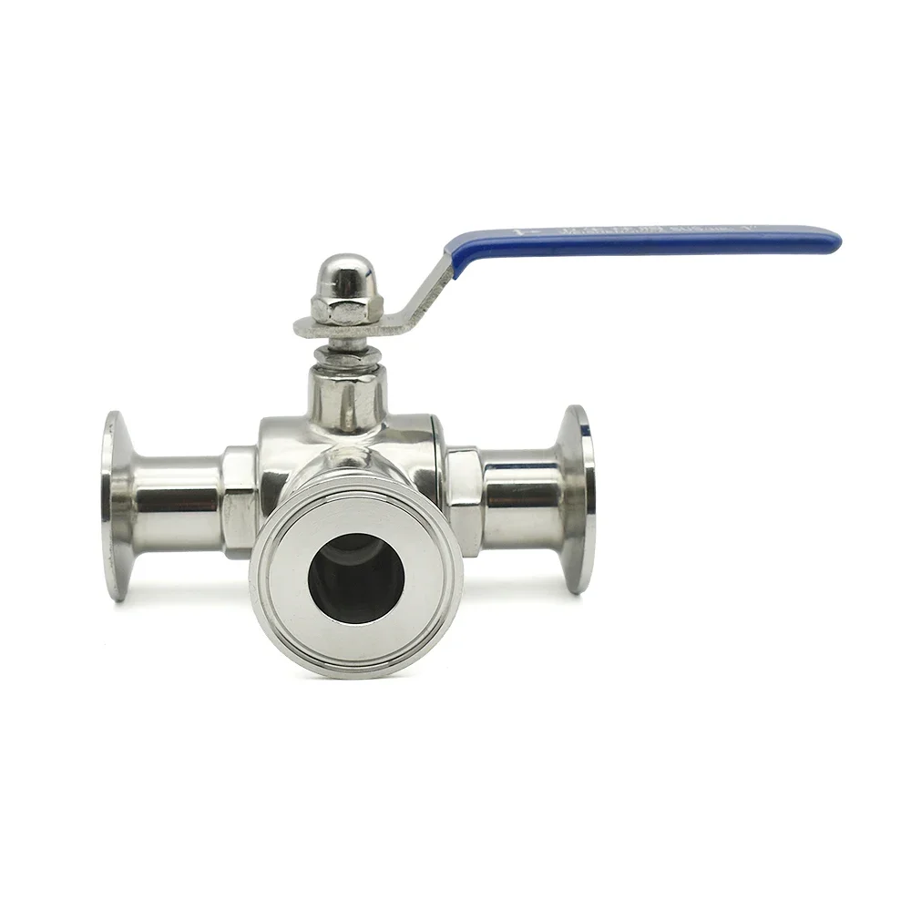 

SS304 Stainless Steel Sanitary 3 Way Ball Valve - 19-51mm T/L Port Ferrule Tri Clamp 1.5"/2" for Pharmaceutical Food Homebrew