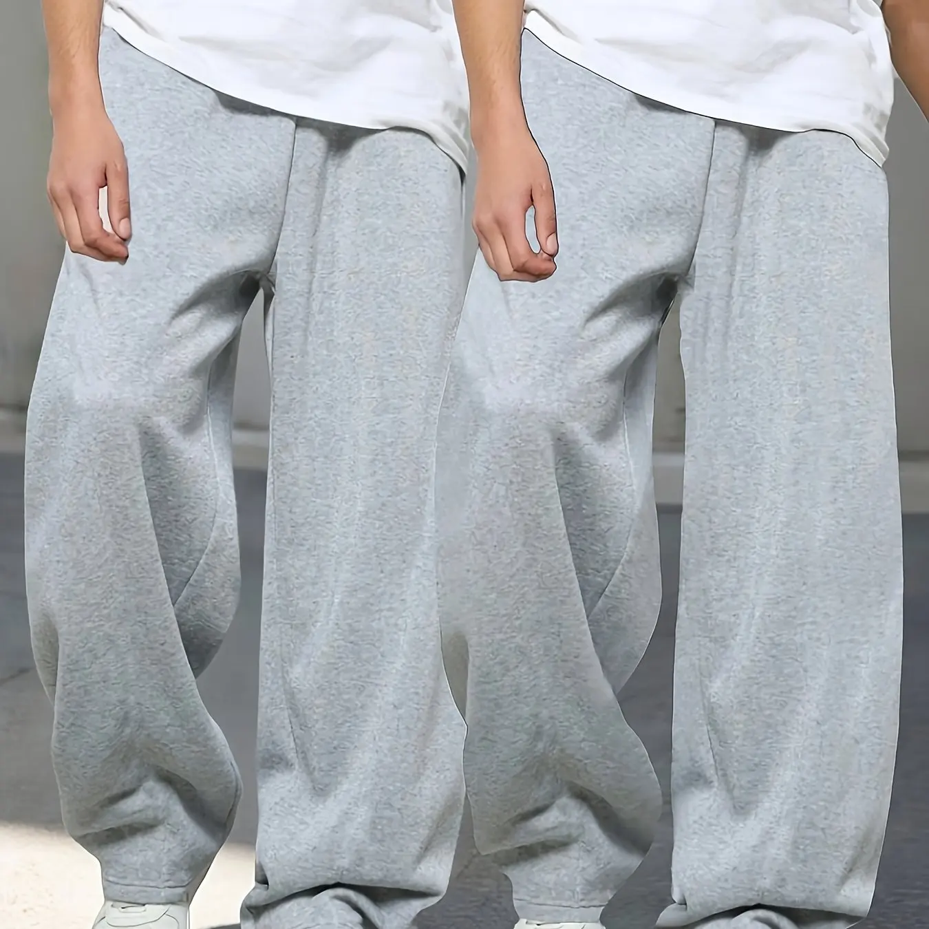 

Men's New Sweatpants, Autumn and Winter Fashion Casual Pants, Elastic Waistband Tied Straight Leg Pants, Casual Sweatpants