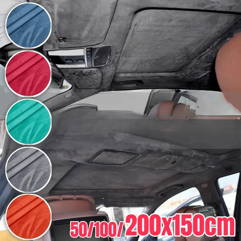 Black Suede Fabric Wrap Sticker Self-Adhesive Suede Fabric for Car Interior Modification Ceiling Door Panel Workbench Decoration