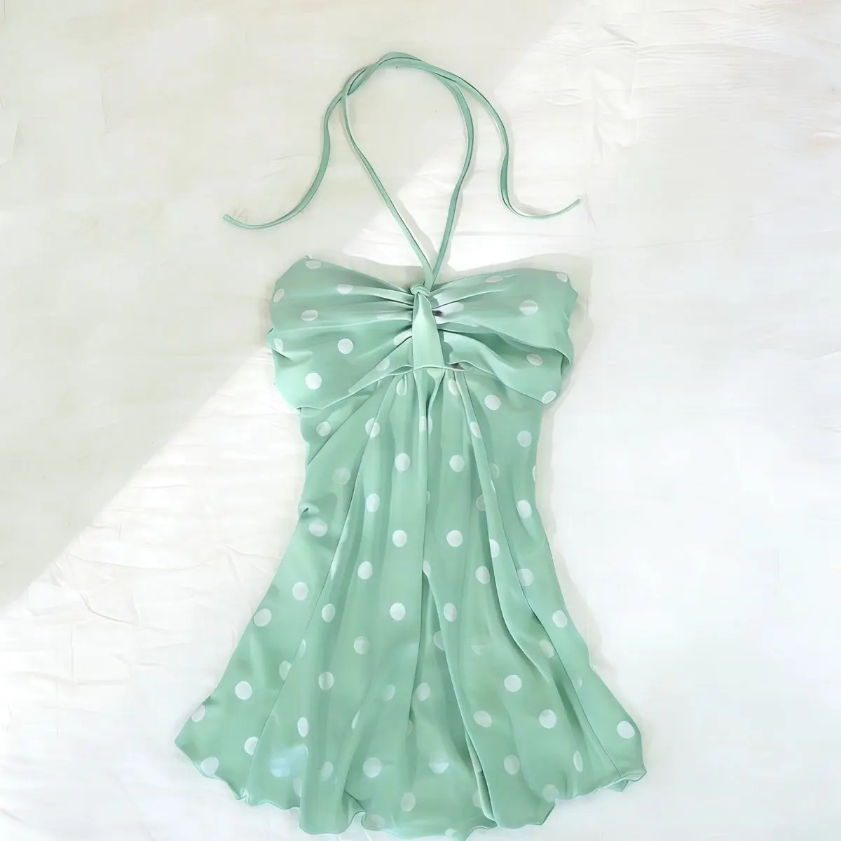 Retro American Y2K Camisole Tops Dress Women Polka Dot Printed Sleeveless Crop Halter Slim Fit Vest Summer Chic