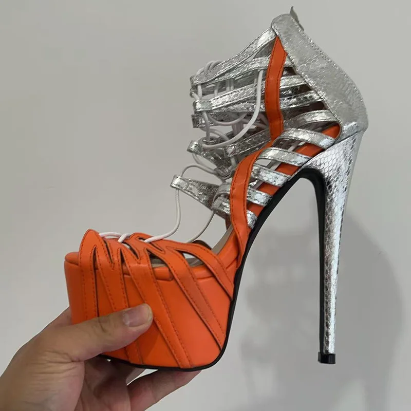 

Ronticool Women Summer Sandals Sexy Stiletto Heels Round Toe Beautiful Black Dress Shoes Ladies US Size 5-20