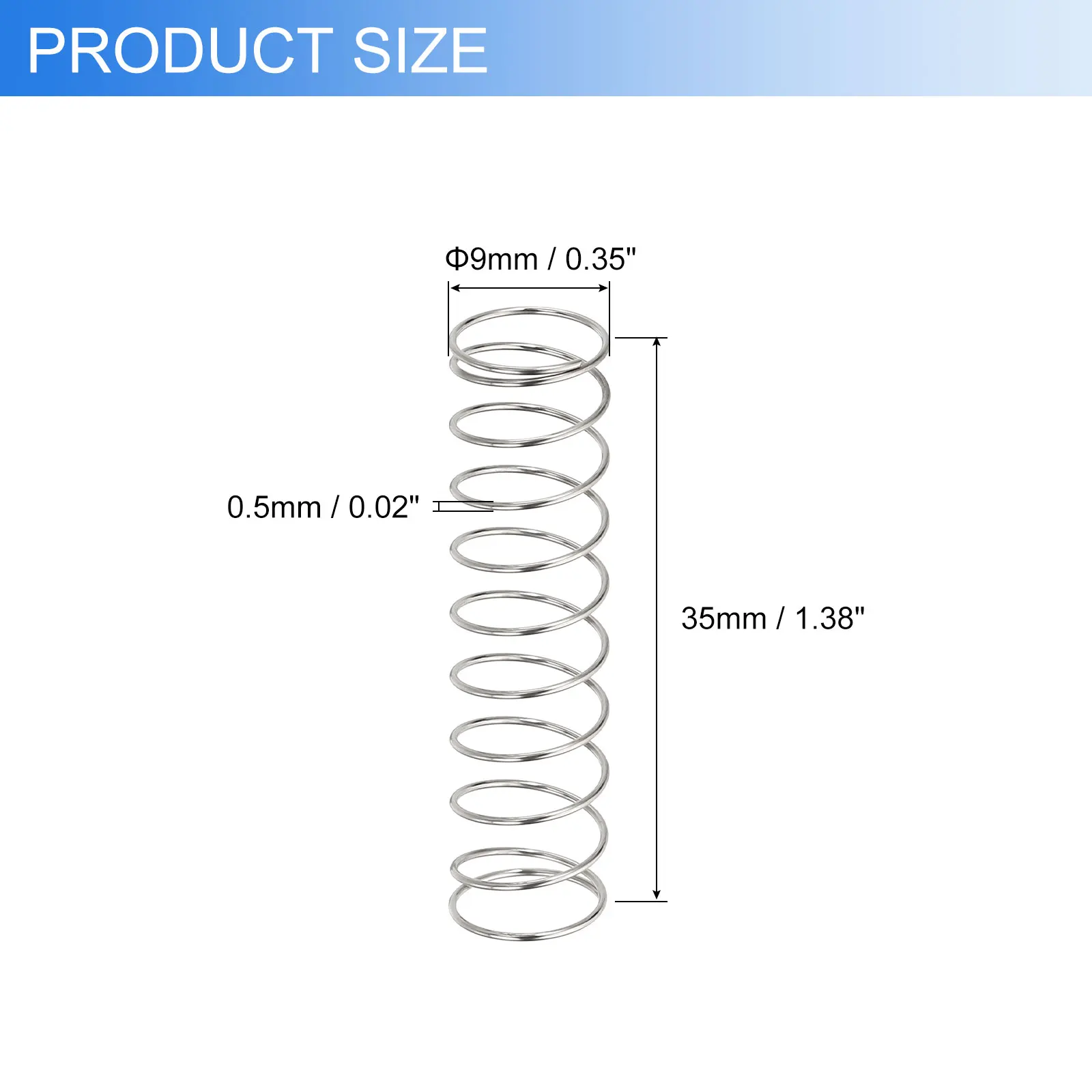 Uxcell 10Pcs Compression Springs Silver 304 Stainless Steel Extension Spring Ballpoint Pen Pressure Springs for Shop Home Repair